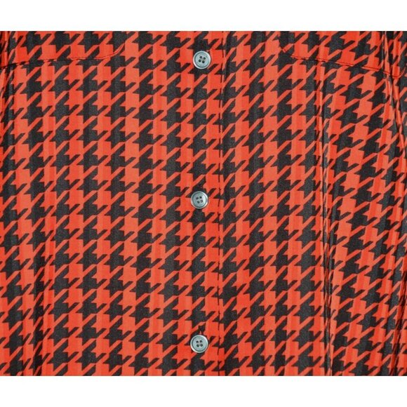 Jones New York Red Black Retro Houndstooth Button Up Blouse Top Size 12 Career - Picture 3 of 10